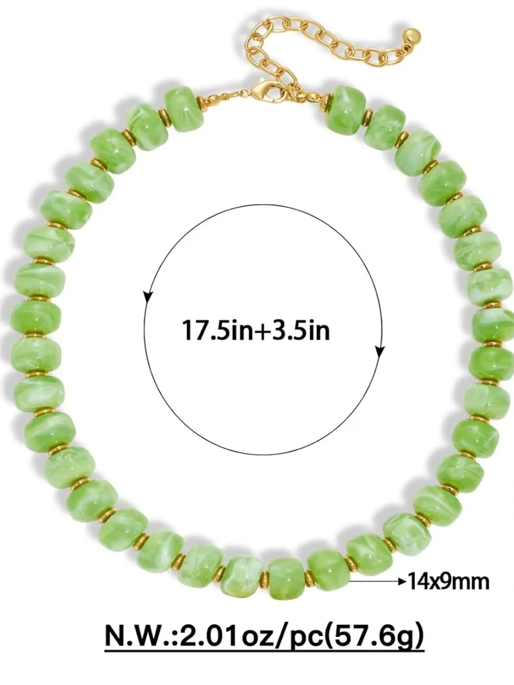 Light Green Marbled Dopamine Beaded Choker Necklace